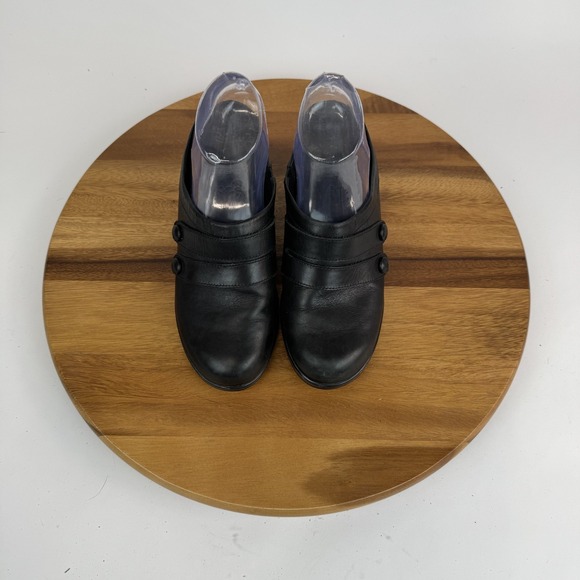 Womens Dansko Blake Black Leather Heeled Backless Mules Clogs Size EU 39 - Picture 4 of 8